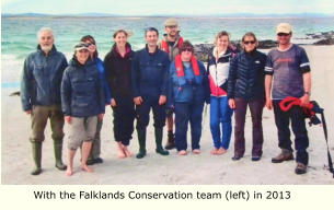With the Falklands Conservation team (left) in 2013